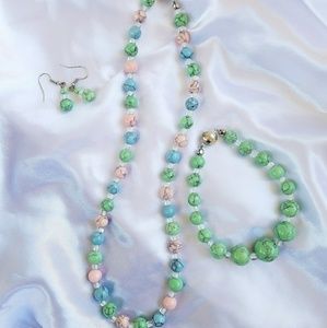 PURE JADE NECKLACE, BRACELET & EARRINGS